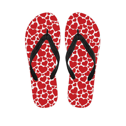 Red And White Heart Pattern Print Flip Flops