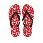 Red And White Heart Pattern Print Flip Flops