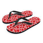 Red And White Heart Pattern Print Flip Flops