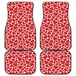 Red And White Heart Pattern Print Front and Back Car Floor Mats