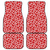 Red And White Heart Pattern Print Front and Back Car Floor Mats