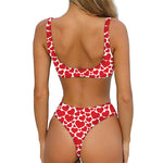 Red And White Heart Pattern Print Front Bow Tie Bikini