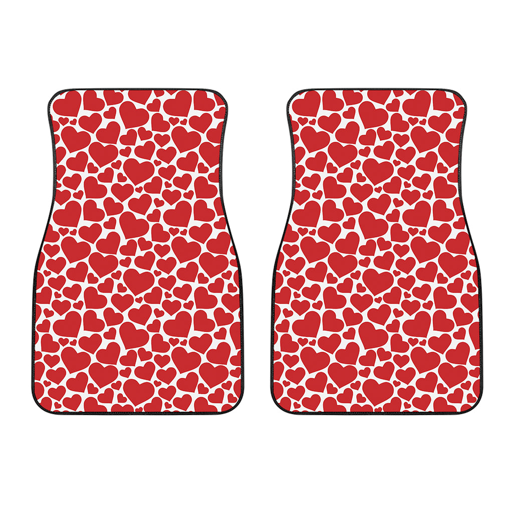 Red And White Heart Pattern Print Front Car Floor Mats