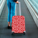 Red And White Heart Pattern Print Luggage Cover