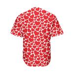 Red And White Heart Pattern Print Men's Baseball Jersey