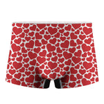 Red And White Heart Pattern Print Men's Boxer Briefs