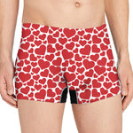 Red And White Heart Pattern Print Men's Boxer Briefs