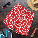 Red And White Heart Pattern Print Men's Shorts