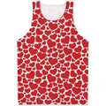 Red And White Heart Pattern Print Men's Tank Top