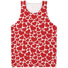 Red And White Heart Pattern Print Men's Tank Top