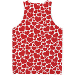 Red And White Heart Pattern Print Men's Tank Top