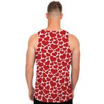 Red And White Heart Pattern Print Men's Tank Top