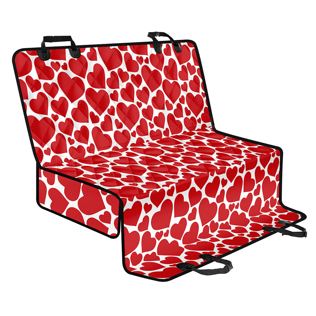 Red And White Heart Pattern Print Pet Car Back Seat Cover