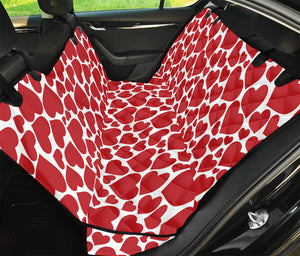 Red And White Heart Pattern Print Pet Car Back Seat Cover