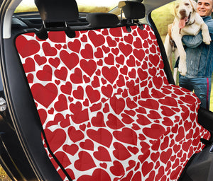 Red And White Heart Pattern Print Pet Car Back Seat Cover