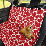 Red And White Heart Pattern Print Pet Car Back Seat Cover