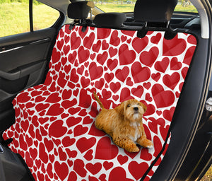 Red And White Heart Pattern Print Pet Car Back Seat Cover