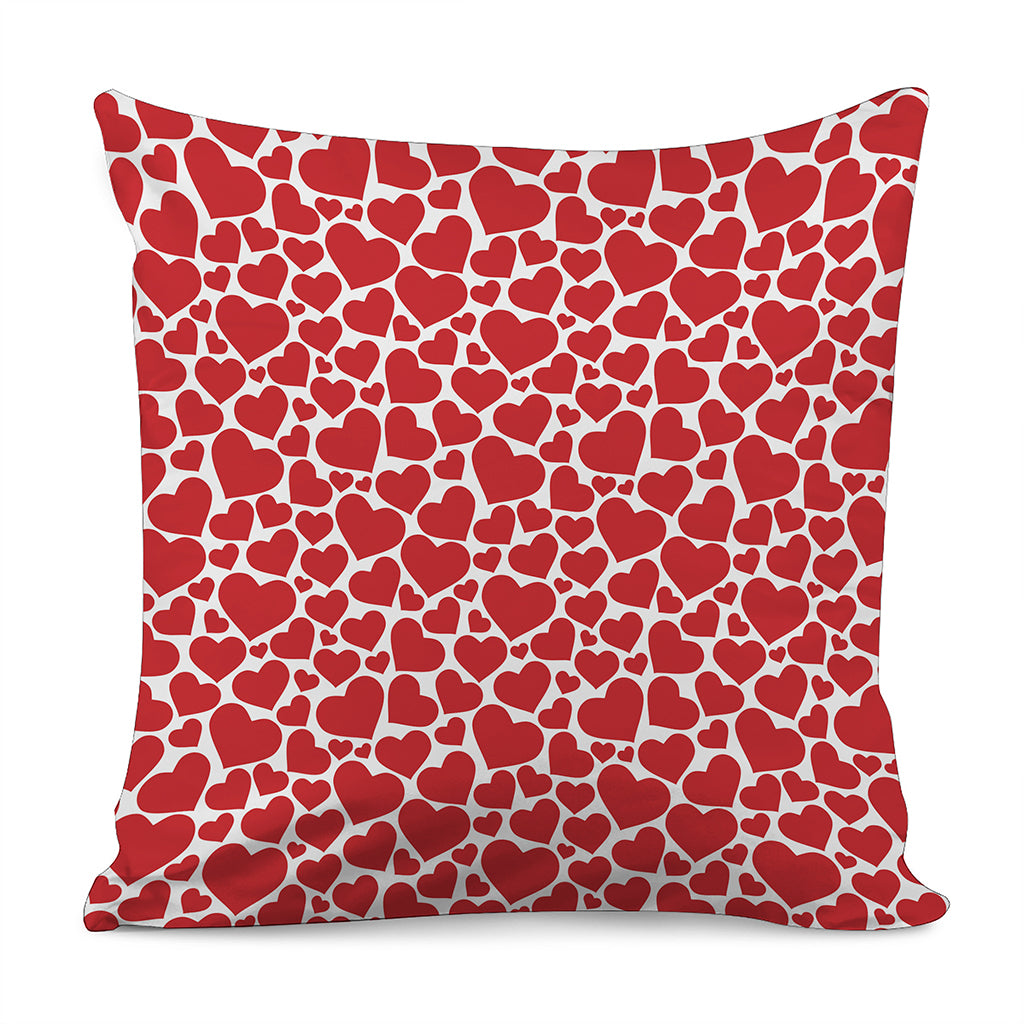 Red And White Heart Pattern Print Pillow Cover