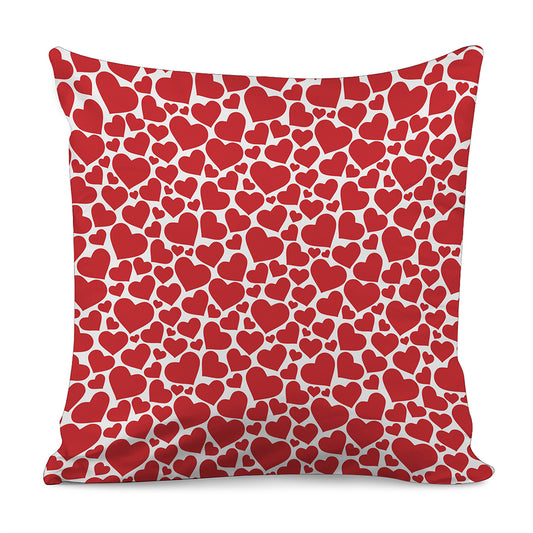 Red And White Heart Pattern Print Pillow Cover