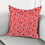 Red And White Heart Pattern Print Pillow Cover
