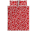Red And White Heart Pattern Print Quilt Bed Set
