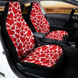 Red And White Heart Pattern Print Universal Fit Car Seat Covers