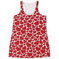 Red And White Heart Pattern Print Women's Racerback Tank Top