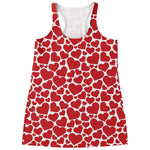Red And White Heart Pattern Print Women's Racerback Tank Top