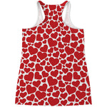 Red And White Heart Pattern Print Women's Racerback Tank Top