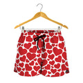 Red And White Heart Pattern Print Women's Shorts