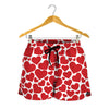 Red And White Heart Pattern Print Women's Shorts