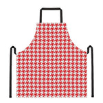 Red And White Houndstooth Pattern Print Apron