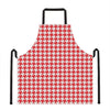 Red And White Houndstooth Pattern Print Apron