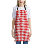 Red And White Houndstooth Pattern Print Apron