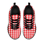 Red And White Houndstooth Pattern Print Black Sneakers