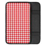 Red And White Houndstooth Pattern Print Car Center Console Cover