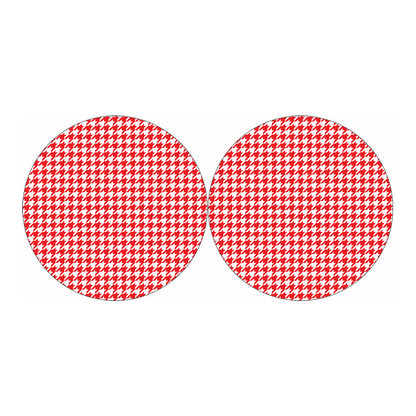 Red And White Houndstooth Pattern Print Car Coasters