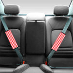 Red And White Houndstooth Pattern Print Car Seat Belt Covers
