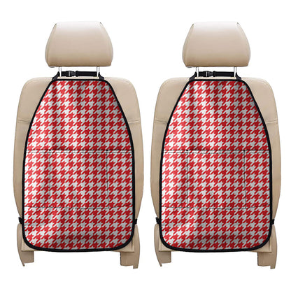 Red And White Houndstooth Pattern Print Car Seat Organizers