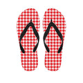 Red And White Houndstooth Pattern Print Flip Flops