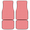 Red And White Houndstooth Pattern Print Front and Back Car Floor Mats