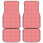 Red And White Houndstooth Pattern Print Front and Back Car Floor Mats