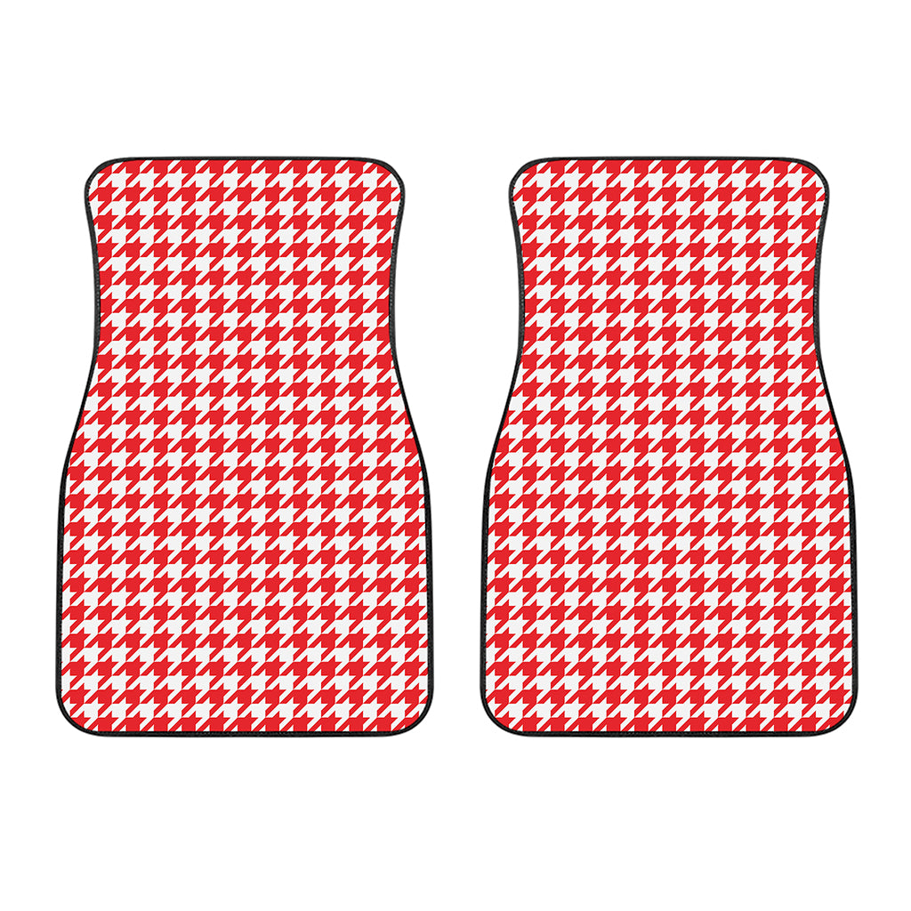Red And White Houndstooth Pattern Print Front Car Floor Mats