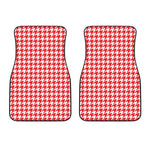 Red And White Houndstooth Pattern Print Front Car Floor Mats