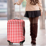 Red And White Houndstooth Pattern Print Luggage Cover