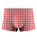 Red And White Houndstooth Pattern Print Men's Boxer Briefs