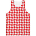 Red And White Houndstooth Pattern Print Men's Tank Top