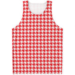 Red And White Houndstooth Pattern Print Men's Tank Top