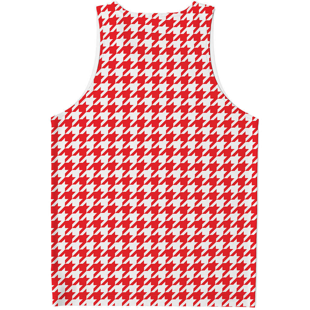 Red And White Houndstooth Pattern Print Men's Tank Top
