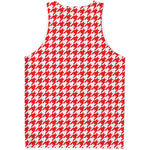 Red And White Houndstooth Pattern Print Men's Tank Top